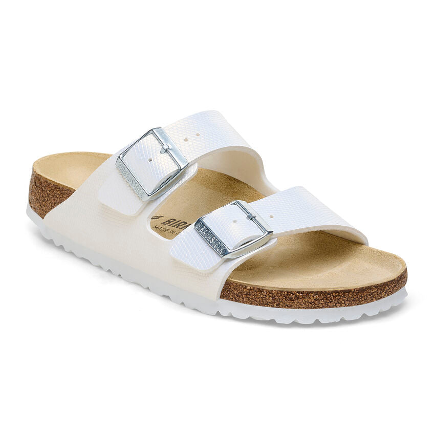 Birkenstock Arizona Shiny Lizard White Birko Flor Embossed N. 37 - Birkenstock Arizona Shiny Lizard White Birko Flor Embossed N. 37