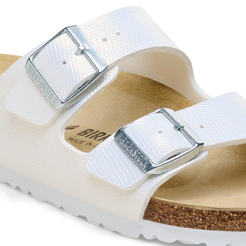 Birkenstock Arizona Shiny Lizard White Birko Flor Embossed N. 37 - Birkenstock Arizona Shiny Lizard White Birko Flor Embossed N. 37