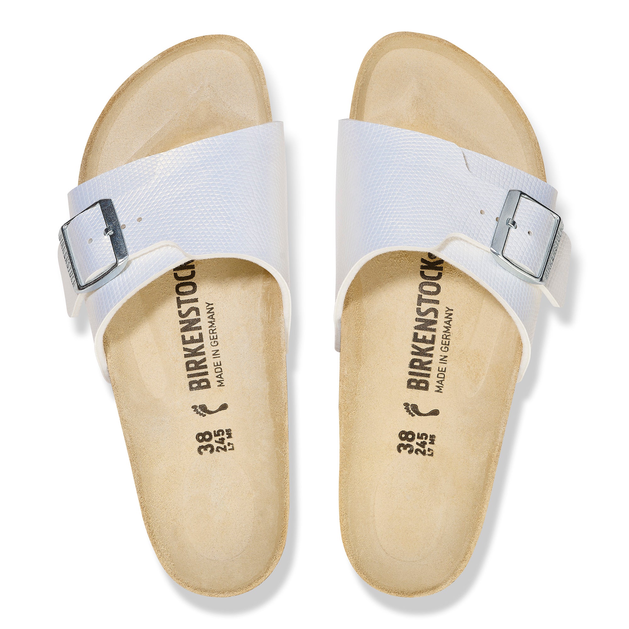 Birkenstock Catalina Shiny Lizard White Birko Flor N. 41 - Birkenstock Catalina Shiny Lizard White Birko Flor N. 41