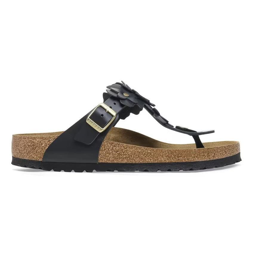 Birkenstock Gizeh Flowers Black Natural Leather - Pelle naturale - N.37 - Regular Fit ( Calzata Naturale) - Birkenstock Gizeh Flowers Black Natural Leather - Pelle naturale - N.37 - Regular Fit ( Calzata Naturale)