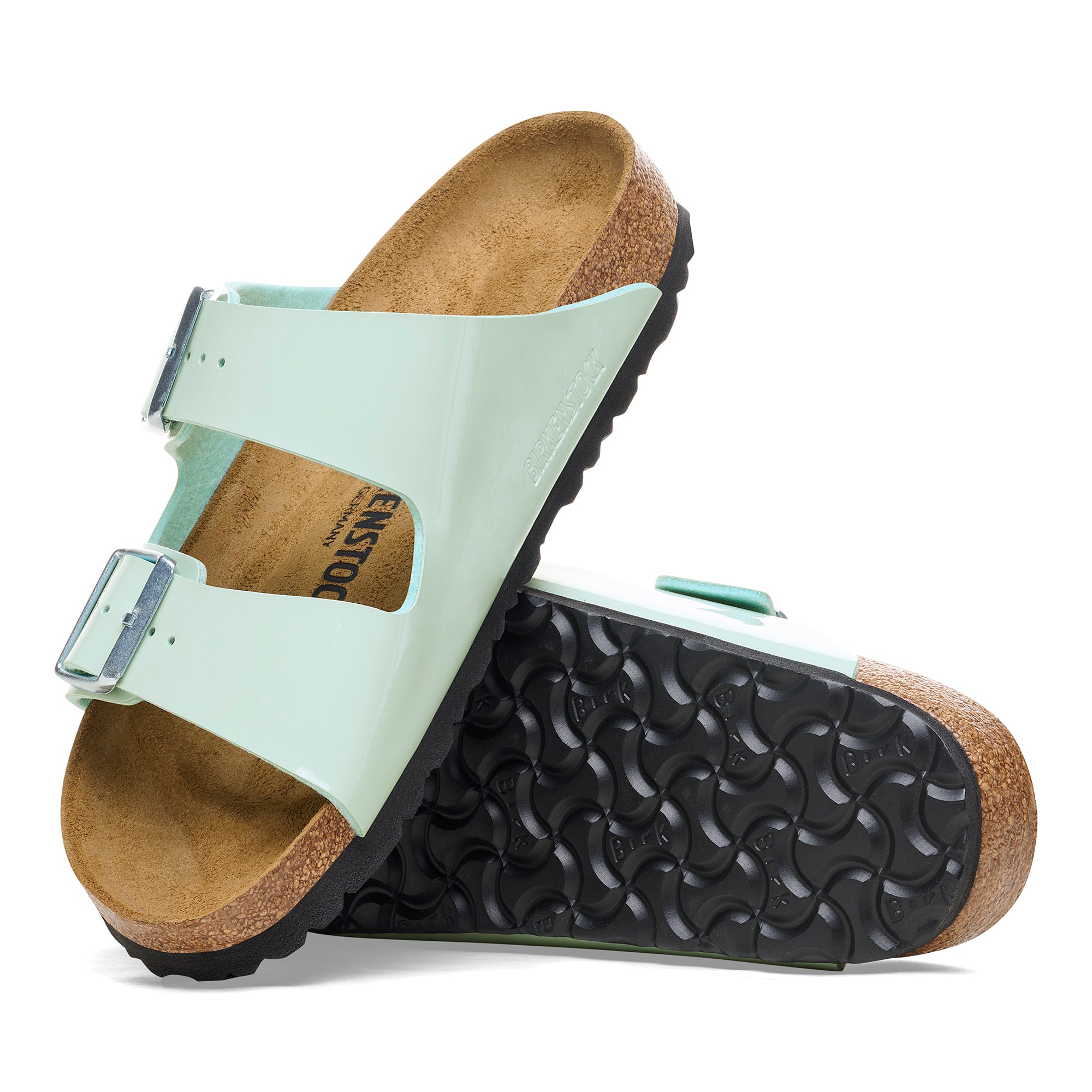 Birkenstock Arizona Birko Flor Vernice Patent Surf Green N.39 - Birkenstock Arizona Birko Flor Vernice Patent Surf Green N.39