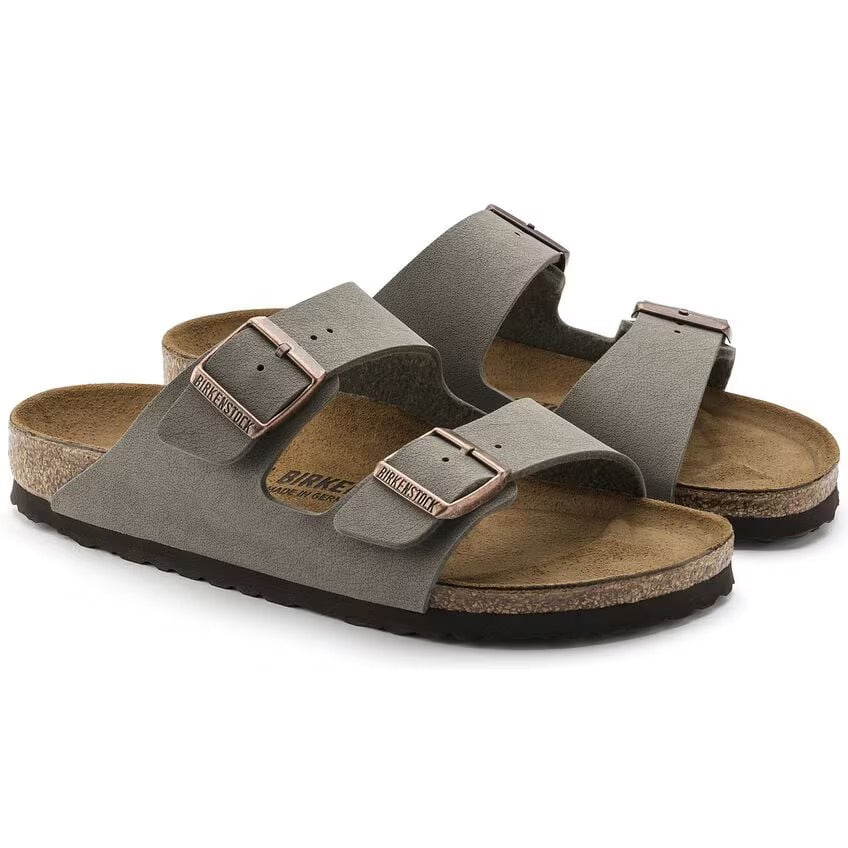 Birkenstock Arizona Birko-Flor Nubuck - Stone  N. 41 - Calzata Narrow Fit ( stretta) - Birkenstock Arizona Birko-Flor Nubuck - Stone  N. 41 - Calzata Narrow Fit ( stretta)