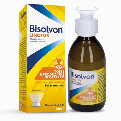 Bisolvon Linctus Sciroppo Mucolitico Per Tosse Grassa 250ml Gusto Cioccolato Ciliegia