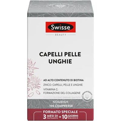 Swisse Beauty Capelli Pelle Unghie - Integratore per capelli sani e forti, pelle, unghie - 100 compresse