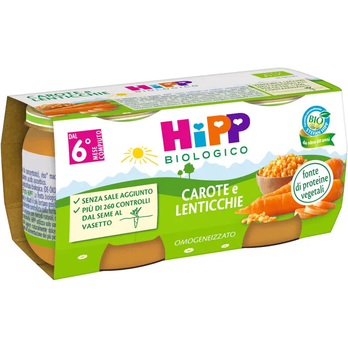 Hipp Bio Omogeneizzato Carote/Lenticchie 2X80 G - Hipp Bio Omogeneizzato Carote/Lenticchie 2X80 G