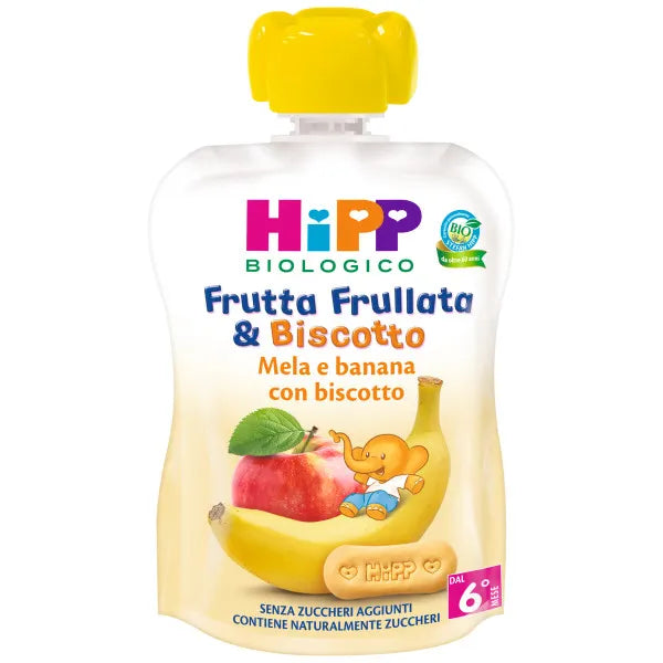 Hipp Bio Frutta Frullata&Biscotto Mela Banana Biscotto 90 G - Hipp Bio Frutta Frullata&Biscotto Mela Banana Biscotto 90 G