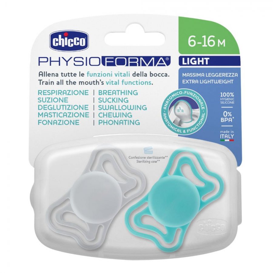 Chicco Succhietto Physioforma Light Tettarella Silicone 6-16m Mix 2 Pezzi ( Colori Vari ) - Chicco Succhietto Physioforma Light Tettarella Silicone 6-16m Mix 2 Pezzi ( Colori Vari )