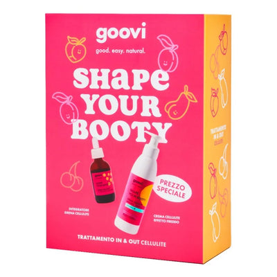 Goovi Shape Your Booty Kit Anticellulite - Integratore drena cellulite 50 ml + Crema cellulite effetto freddo 240 ml