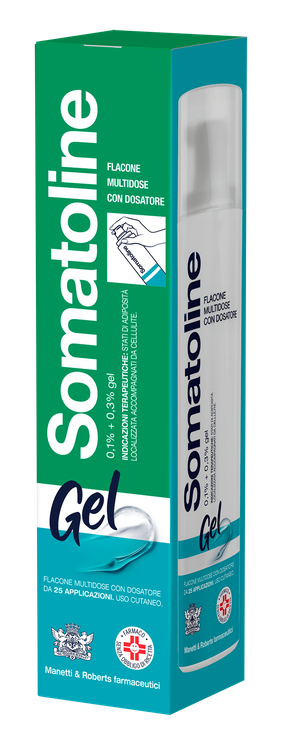 SOMATOLINE*gel 1 flacone 250 ml 25 erogazioni 0,1% + 0,3% con sacchetto e dosatore