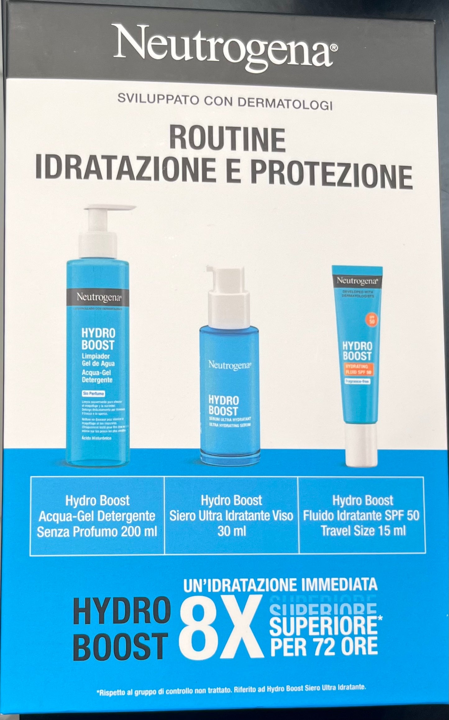 NEUTROGENA PROMO HYDRO BOOST NUOVO LATTE DETERGENTE + HYDROBOOST SIERO SPF50 TRAVEL SIZE