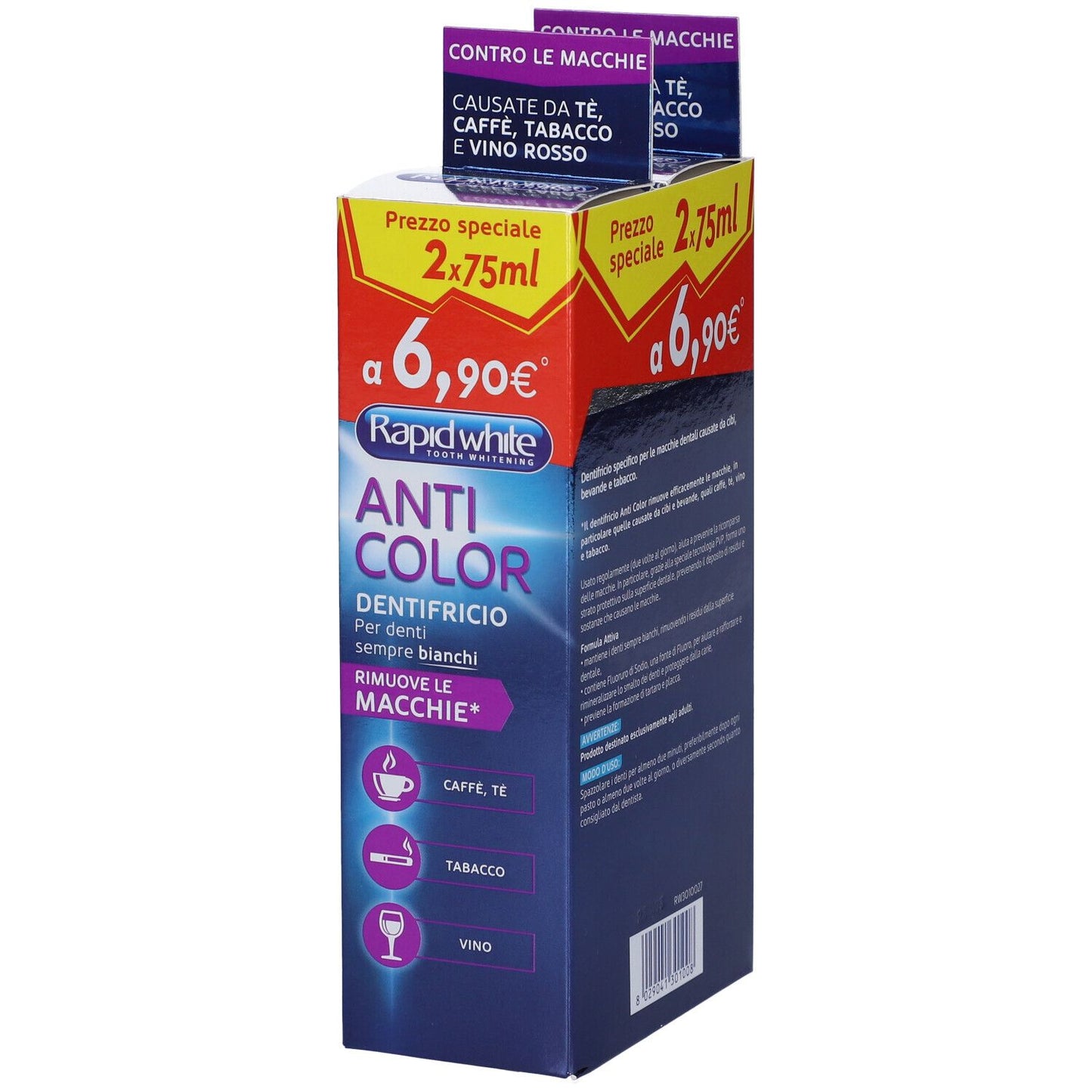 Rapid White Anticolor Dentifricio Sbiancante Confezione Doppia