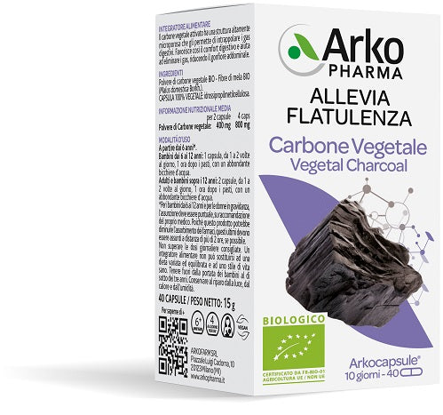 ARKO CAPSULE CARBONE VEGETALE BIO 40 CAPSULE - ARKO CAPSULE CARBONE VEGETALE BIO 40 CAPSULE