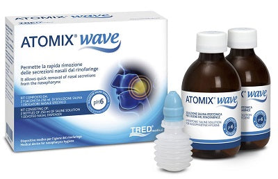 ATOMIX WAVE DISPOSITIVO PER IGIENE RINOFARINGEA ATOMIX SOLUZIONE SALINA 250 ML 2 PEZZI + TERMINALE NASALE + EROGATORE ASOFFIETTO - ATOMIX WAVE DISPOSITIVO PER IGIENE RINOFARINGEA ATOMIX SOLUZIONE SALINA 250 ML 2 PEZZI + TERMINALE NASALE + EROGATORE ASOFFIETTO