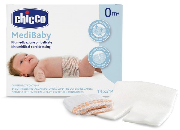 CHICCO KIT MEDICAZIONE OMBELICALE BENDA A RETE ELASTICA CALIBRO 6 + COMPRESSE IN TNT STERILI 10X10 CM 4 PEZZI - CHICCO KIT MEDICAZIONE OMBELICALE BENDA A RETE ELASTICA CALIBRO 6 + COMPRESSE IN TNT STERILI 10X10 CM 4 PEZZI