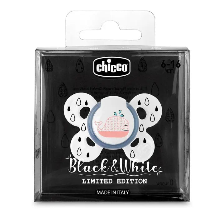 Chicco Succhietto Comfort Black&White Silicone 6-16M - Chicco Succhietto Comfort Black&White Silicone 6-16M