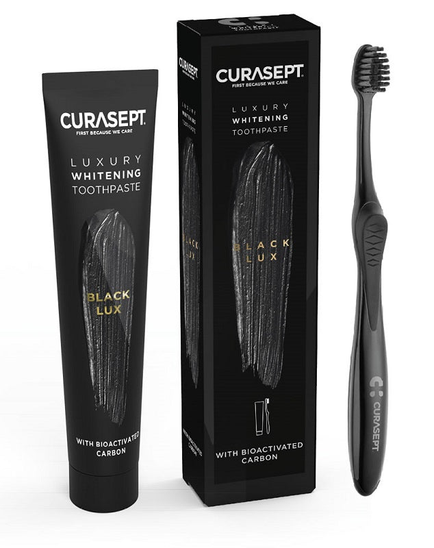 Curasept Black Luxury Whitening Dentifricio 75ml + Spazzolino - Curasept Black Luxury Whitening Dentifricio 75ml + Spazzolino