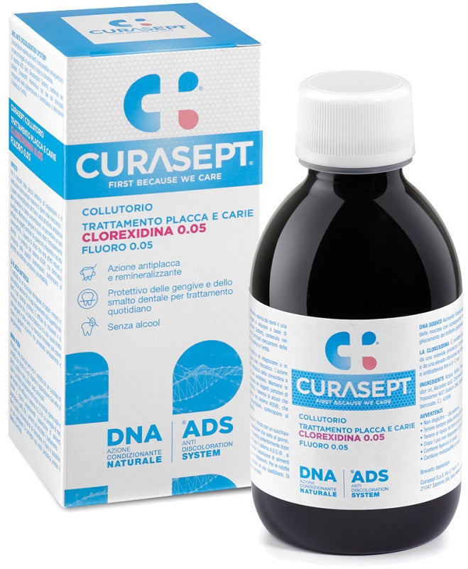 Curasept Collutorio 0,05% ADS + DNA Trattamento Placca/Carie 200ml - Curasept Collutorio 0,05% ADS + DNA Trattamento Placca/Carie 200ml