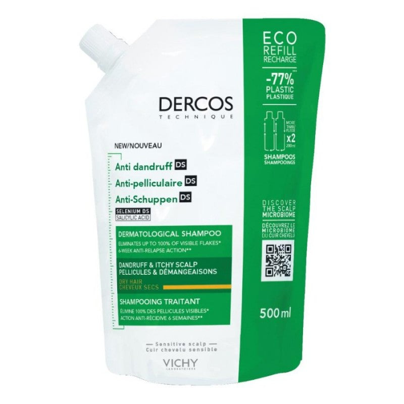 Dercos Shampo antiforfora ds eco ricarica 500ml - Dercos Shampo antiforfora ds eco ricarica 500ml