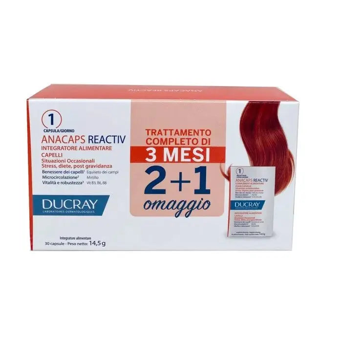 Ducray Anacaps Reactiv Integratore Alimentare Capelli 3x30 Capsule - Ducray Anacaps Reactiv Integratore Alimentare Capelli 3x30 Capsule