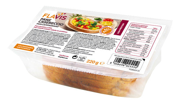 FLAVIS PANE CASERECCIO PANE APROTEICO A FETTE 220 G - FLAVIS PANE CASERECCIO PANE APROTEICO A FETTE 220 G