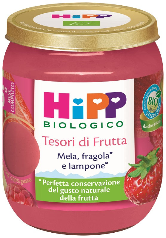 HIPP TESORI FRUTTA MELA FRAGOLA LAMPONE 160 G - HIPP TESORI FRUTTA MELA FRAGOLA LAMPONE 160 G