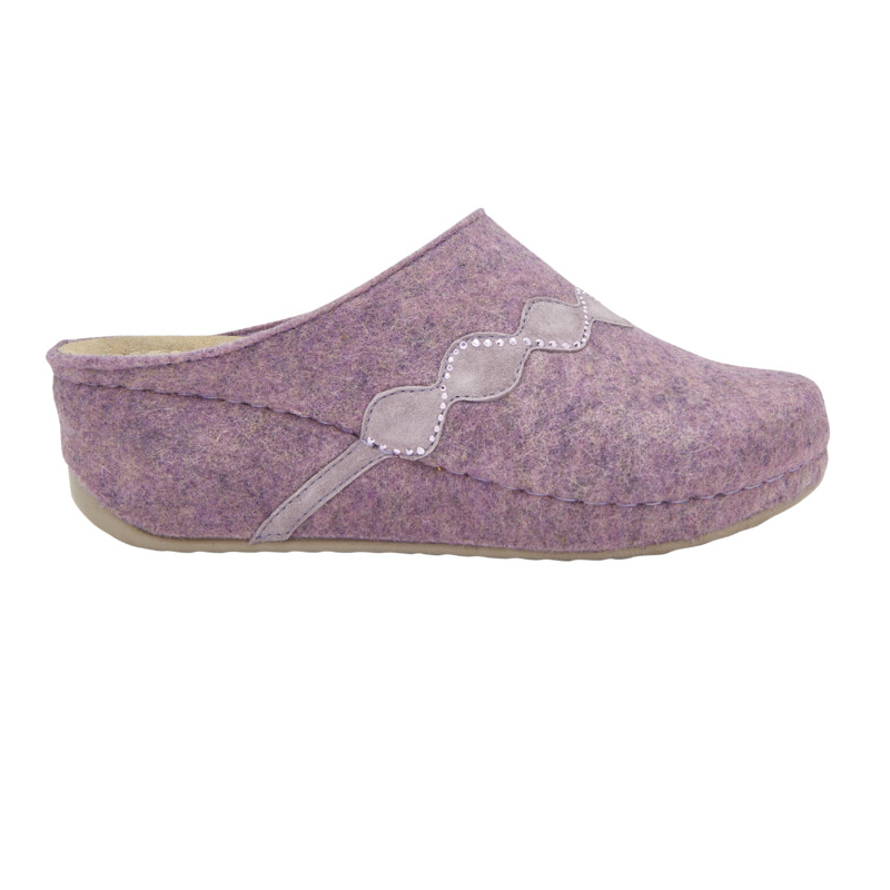 INVERNESS STRASS WEDGE WOOL+SUEDE PANTOFOLA WOMAN LILAC 40 - INVERNESS STRASS WEDGE WOOL+SUEDE PANTOFOLA WOMAN LILAC 40