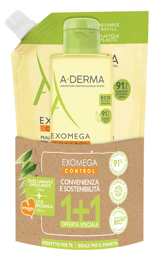 KIT EXOMEGA DUO IGIENE ECOPACK COMPOSTO DA EXOMEGA CONTROL OLIO LAVANTE EMOLLIENTE 500 ML + EXOMEGA CONTROL OLIO LAVANTEEMOLLIENTE REFILL 500 ML - KIT EXOMEGA DUO IGIENE ECOPACK COMPOSTO DA EXOMEGA CONTROL OLIO LAVANTE EMOLLIENTE 500 ML + EXOMEGA CONTROL OLIO LAVANTEEMOLLIENTE REFILL 500 ML