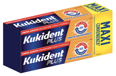 KUKIDENT PLUS DOPPIA AZIONE TENUTA INSUPERABILE CREMA ADESIVA DENTIERE 2X65 G