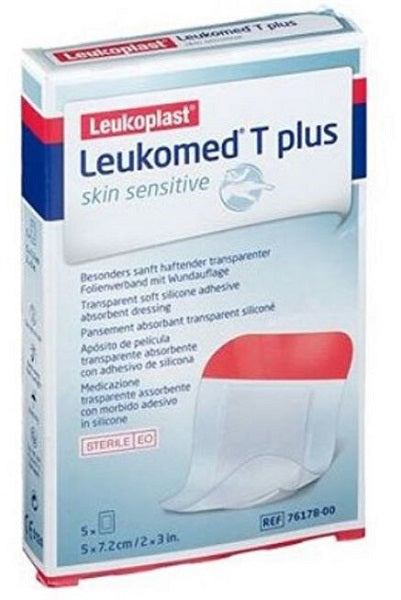 LEUKOMED T PLUS SKIN SENSITIVE MEDICAZIONE POST-OPERATORIA TRASPARENTE IMPERMEABILE CON MASSA ADESIVA AL SILICONE 5X7,2CM 5 PEZZI - LEUKOMED T PLUS SKIN SENSITIVE MEDICAZIONE POST-OPERATORIA TRASPARENTE IMPERMEABILE CON MASSA ADESIVA AL SILICONE 5X7,2CM 5 PEZZI