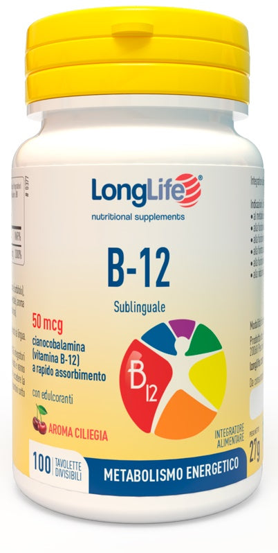 LONGLIFE B12 50MCG SUBLINGUALE 100 TAVOLETTE - LONGLIFE B12 50MCG SUBLINGUALE 100 TAVOLETTE