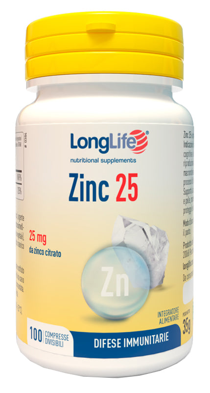 LONGLIFE ZINC 25 MG 100 COMPRESSE - LONGLIFE ZINC 25 MG 100 COMPRESSE