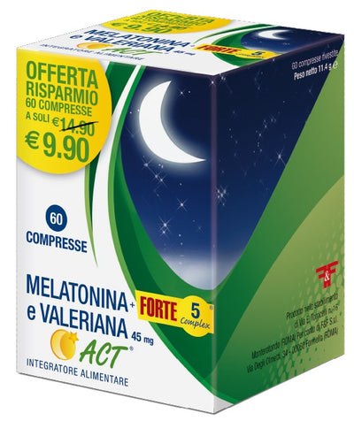 Melatonina Act 1Mg + Valeriana + 5 Forte Complex 60 Compresse