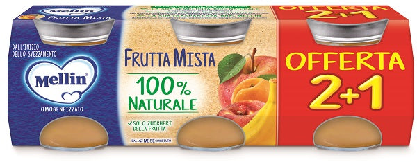 MELLIN OMOGENEIZZATO FRUTTA MISTA 3 PEZZI DA 100 G - MELLIN OMOGENEIZZATO FRUTTA MISTA 3 PEZZI DA 100 G