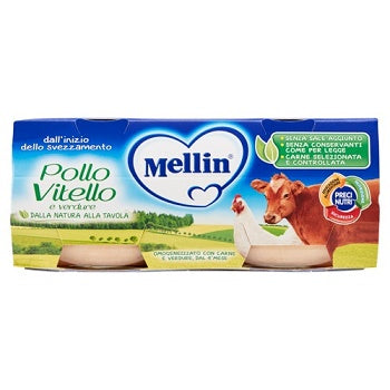 Mellin Omogeneizzato Pollo Vitello Con Verdure 2 X 80 G - Mellin Omogeneizzato Pollo Vitello Con Verdure 2 X 80 G