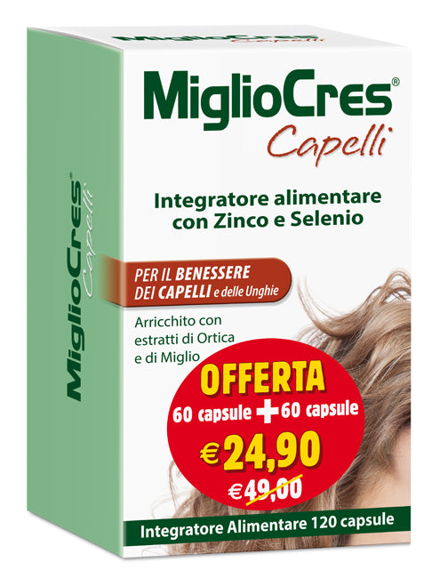 Migliocres Capsule 60 + 60 Capsule - Integratore Capelli e Unghie - Migliocres Capsule 60 + 60 Capsule - Integratore Capelli e Unghie