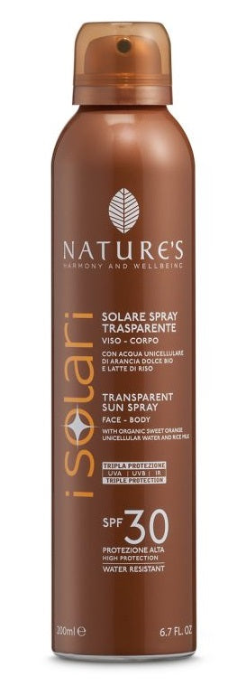 Nature's I Solari - Spray Trasparente - Spf30 - 200Ml - Nature's I Solari - Spray Trasparente - Spf30 - 200Ml