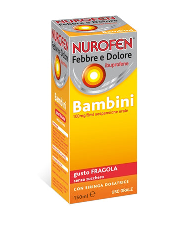 Nurofen Febbre Dolore Bambini 100mg/5ml Fragola 150ml Senza Zucchero - Nurofen Febbre Dolore Bambini 100mg/5ml Fragola 150ml Senza Zucchero