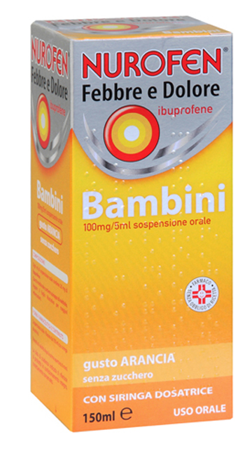 NUROFEN FEBBRE E DOLORE*BB orale sosp 150 ml 100 mg/5 ml arancia senza zucchero con siringa