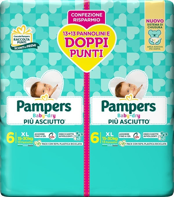 PAMPERS BABY DRY PANNOLINO DUO DOWNCOUNT XL 26 PEZZI - PAMPERS BABY DRY PANNOLINO DUO DOWNCOUNT XL 26 PEZZI