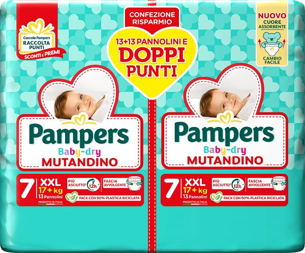 PAMPERS BABY DRY PANNOLINO MUTANDINA DUO DOWNCOUNT XXL 26 PEZZI - PAMPERS BABY DRY PANNOLINO MUTANDINA DUO DOWNCOUNT XXL 26 PEZZI