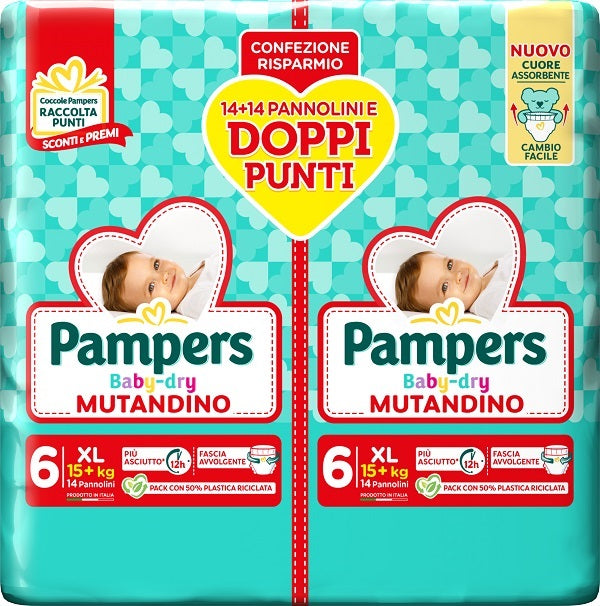 PAMPERS BABY DRY PANNOLINO MUTANDINA XL DUO DOWNCOUNT 28 PEZZI - PAMPERS BABY DRY PANNOLINO MUTANDINA XL DUO DOWNCOUNT 28 PEZZI