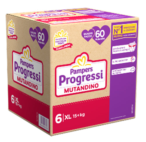 Pampers Progressi Mutandino Quadri XL 60 Pezzi - Pampers Progressi Mutandino Quadri XL 60 Pezzi