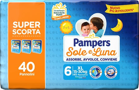 PAMPERS SOLE LUNA TRIO XL 40 PEZZI - PAMPERS SOLE LUNA TRIO XL 40 PEZZI