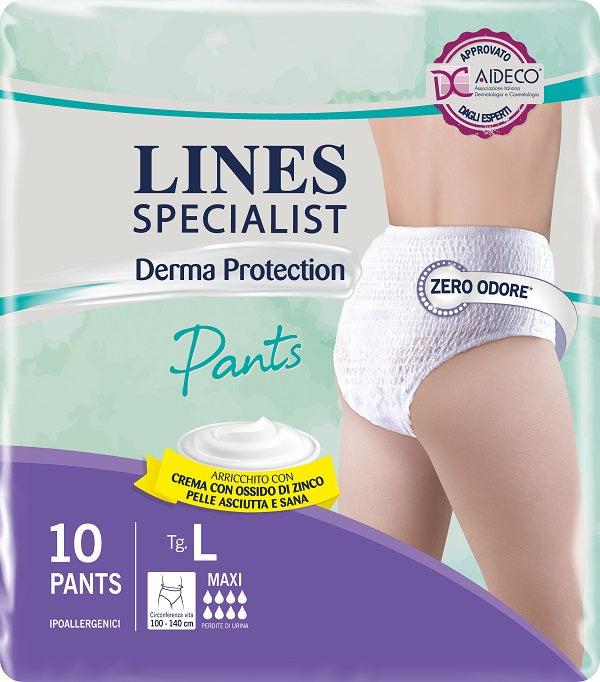 Pannolone Per Incontinenza Lines Specialist Derma Pants Maxil 10 Pezzi - Pannolone Per Incontinenza Lines Specialist Derma Pants Maxil 10 Pezzi