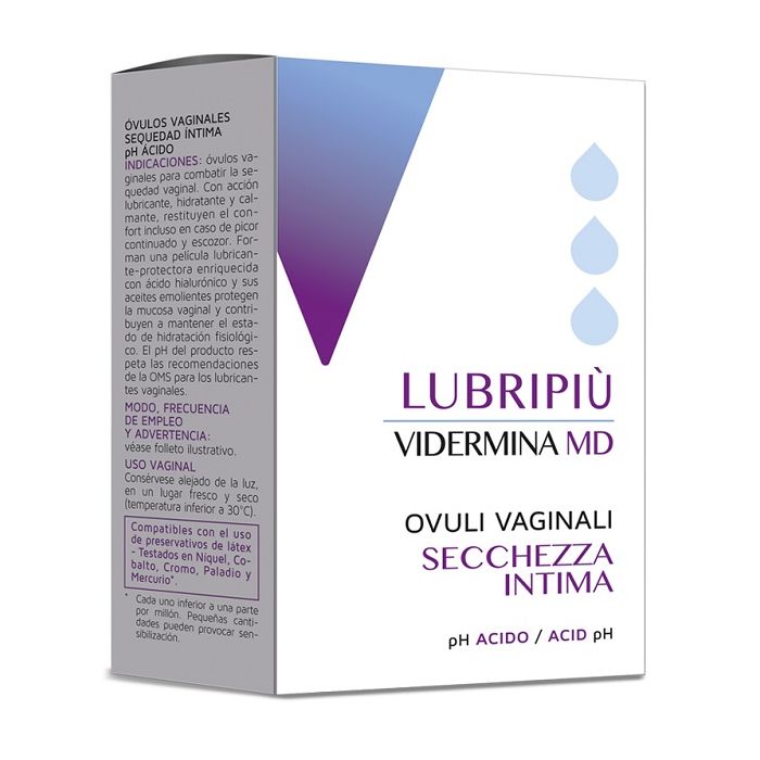 Vidermina Lubripiu&#039; Ovuli Vaginali 2 Blister Da 5 Ovuli