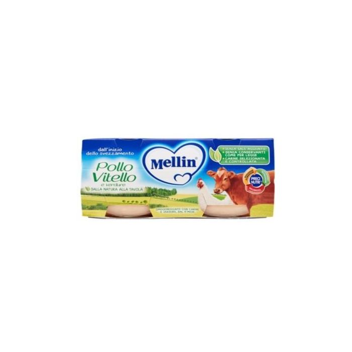 Mellin Omogeneizzato Pollo Vitello Con Verdure 2 X 80 G - Mellin Omogeneizzato Pollo Vitello Con Verdure 2 X 80 G