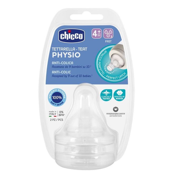 Chicco Tettarella Perfect 5 4M In Silicone 3 Fori 2 Pezzi - Chicco Tettarella Perfect 5 4M In Silicone 3 Fori 2 Pezzi