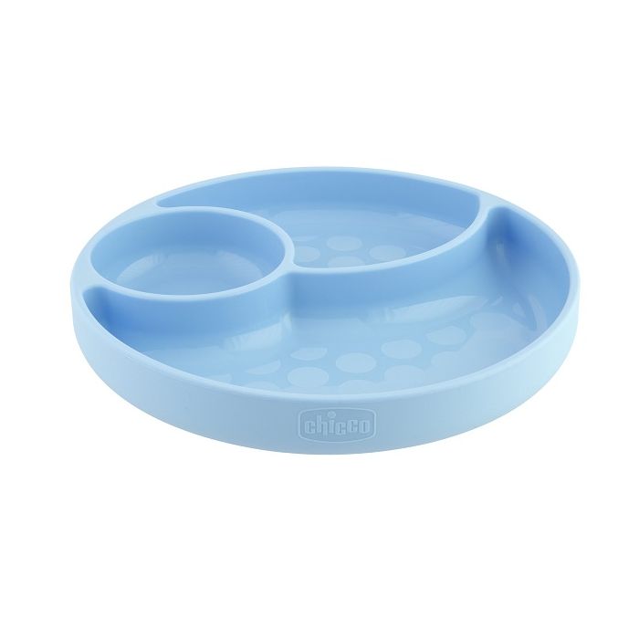 Chicco Piatto Silicone Ventosa Blu - Chicco Piatto Silicone Ventosa Blu