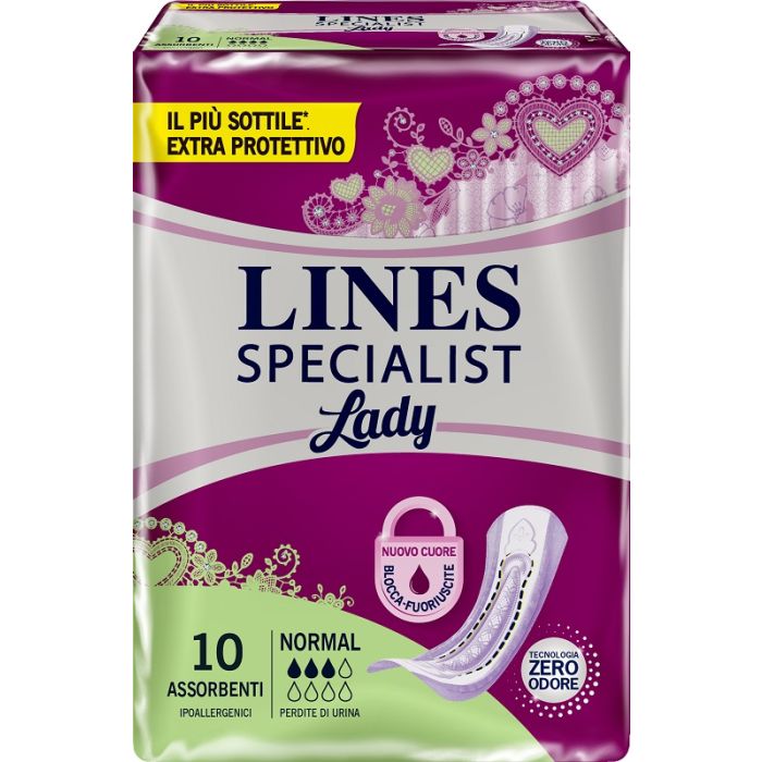 Pannolone Sagomato Lines Specialist Normal 10 Pezzi - Pannolone Sagomato Lines Specialist Normal 10 Pezzi