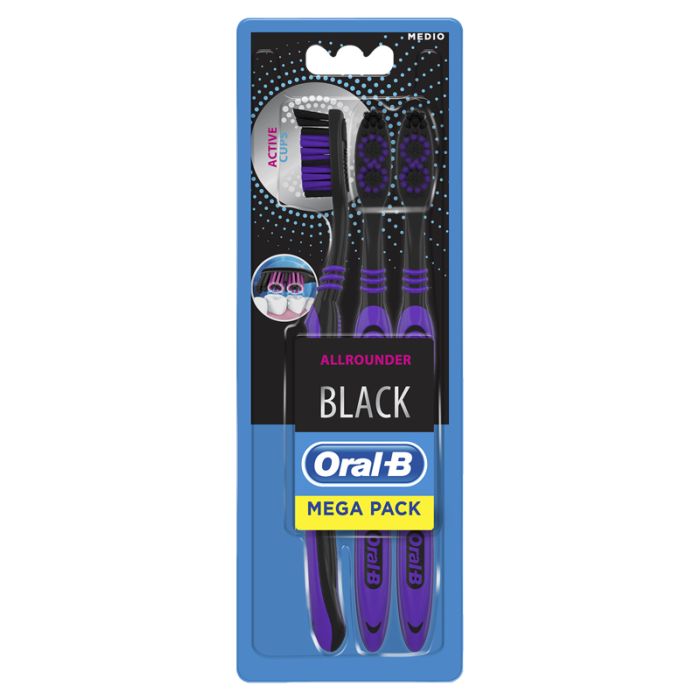 Oralb All Rounder Black Spazzolino Manuale 3 Pezzi - Oralb All Rounder Black Spazzolino Manuale 3 Pezzi